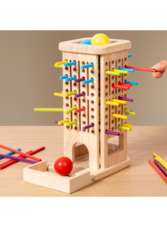 Capstro Wooden Stick Drop Wooden Board Game | Montessori Fine Motor Skill & Hand-Eye Coordination Learning Toy with Counting Blocks & Color Recognition for Toddlers 3+ – Three-in-One Stick Game - Image 2