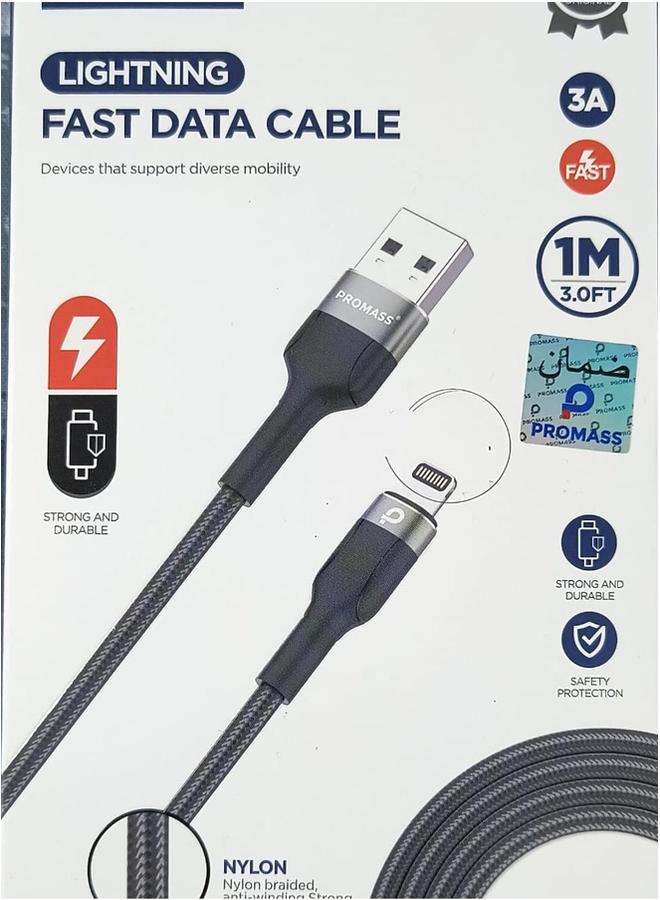 بروماس كابل شحن سريع، نقل بيانات عالي السرعة 3 أمبير، كابل مضفر من النايلون المتين بطول 1 متر - Image 4