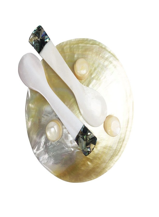 DUEBEL MOP Caviar Server Set, Plate Plus Set of 2 Mother of Pearl Caviar Spoons with Green Abalone 3.5” Decoration for Caviar, Appetizer, Dessert, Egg, Icecream - Image 5