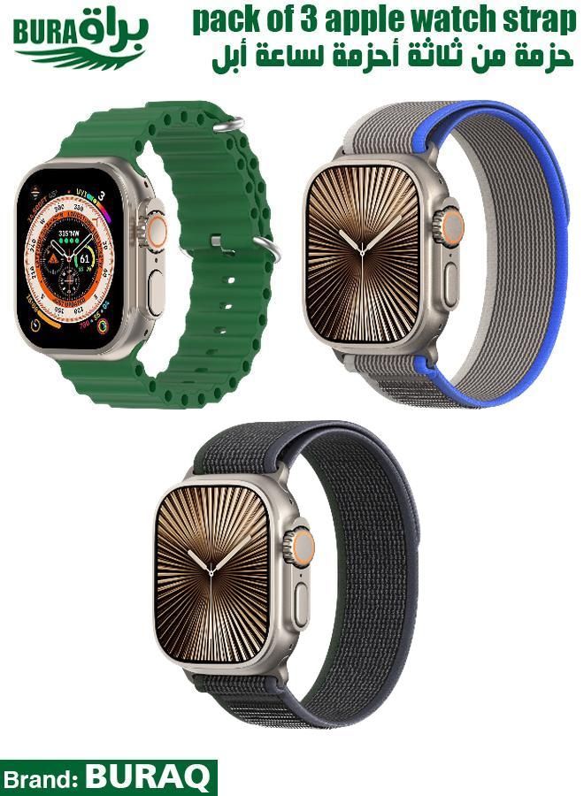 BURAQ Apple Watch Band Strap For Apple Watch Ultra 2/Ultra 49mm, Series 10 46mm, 9/8/7 45mm, SE2/SE/6/5/4 44mm, 3/2/1 42mm