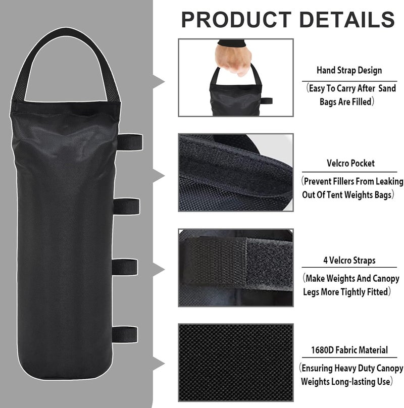 Eurmax USA Weight Capacity 112 LBS Extra Large Pop up Gazebos Weights Sand Bags for Pop up Canopy Tent Pergola Outdoor Instant Canopies, 4-Pack,Black (Without Sand) Dark Black - Image 3
