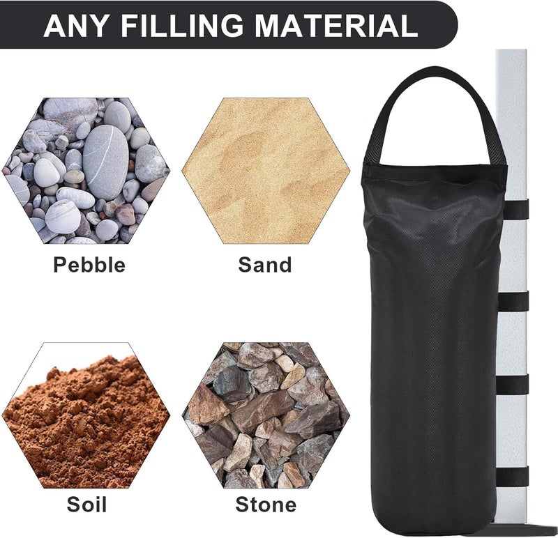 Eurmax USA Weight Capacity 112 LBS Extra Large Pop up Gazebos Weights Sand Bags for Pop up Canopy Tent Pergola Outdoor Instant Canopies, 4-Pack,Black (Without Sand) Dark Black - Image 4