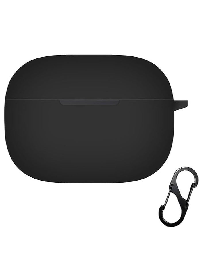 حافظة متوافقة مع Realme Buds T300، حافظة واقية من السيليكون مقاومة للصدمات، غطاء حافظة رفيع للغاية، بدون رائحة، حافظة سيليكون - أسود - Image 1