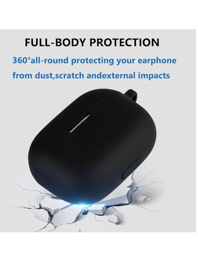 حافظة متوافقة مع Realme Buds T300، حافظة واقية من السيليكون مقاومة للصدمات، غطاء حافظة رفيع للغاية، بدون رائحة، حافظة سيليكون - أسود - Image 2