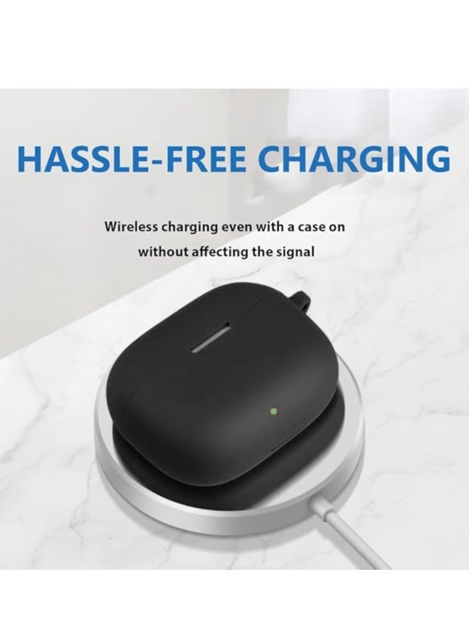 حافظة متوافقة مع Realme Buds T300، حافظة واقية من السيليكون مقاومة للصدمات، غطاء حافظة رفيع للغاية، بدون رائحة، حافظة سيليكون - أسود - Image 4