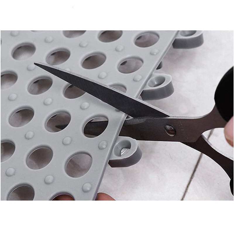 MEZON Bath Floor Mats NonSlip Rubber DIY Free Combination Interlocking Mesh Drainage Pad for Bathroom Pool Balcony Patio Yard Areas White Grey 6 PCs - Image 5