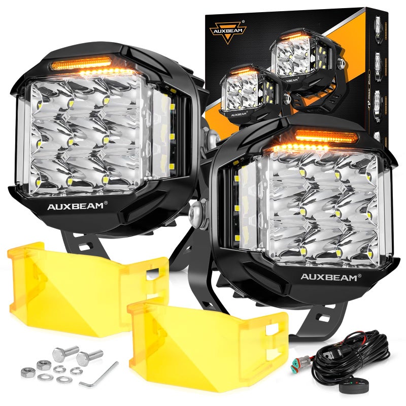 أوكسبيم 5 168 واط مصباح LED دائري للطرق الوعرة مع ضوء نهاري برتقالي سلسلة VMAX 16440 لومن مصباح LED جانبي للطرق الوعرة مع غطاء برتقالي بزاوية 270 ضوء قيادة مساعد للشاحنة ATV جيب فورد