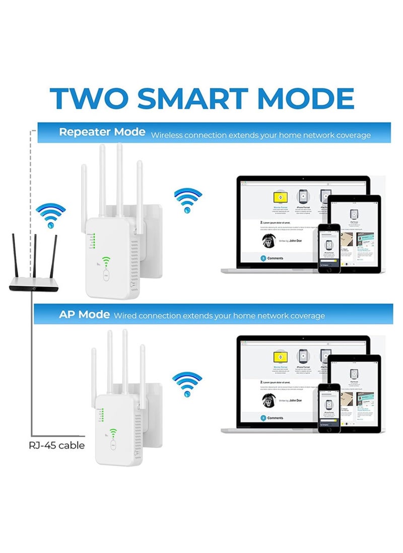 VKL - WiFi Extender, Wireless Internet Repeater，With Up to 8000 Square Feet Of Coverage, 1.2Gbps Dual Band 2.4G/5G WiFi Range Extender WiFi - Image 1