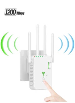 WiFi Extender, Wireless Internet Repeater，With Up to 8000 Square Feet Of Coverage, 1.2Gbps Dual Band 2.4G/5G WiFi Range Extender WiFi