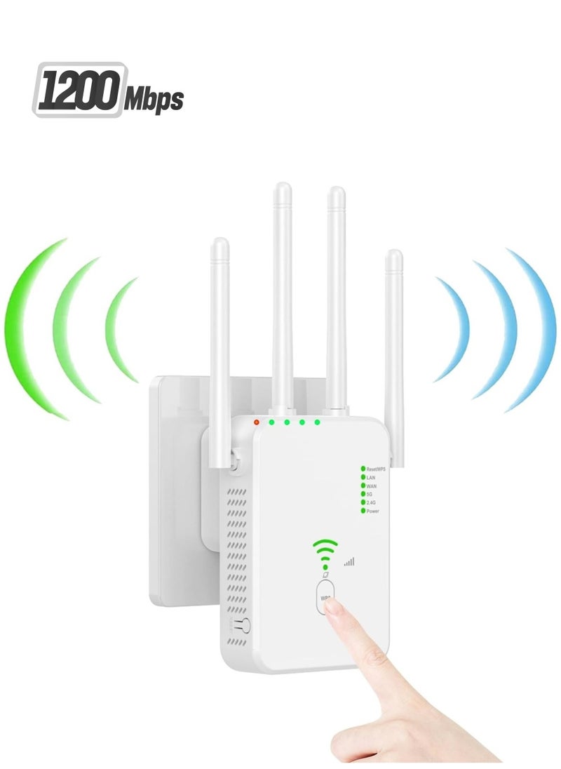 VKL - WiFi Extender, Wireless Internet Repeater，With Up to 8000 Square Feet Of Coverage, 1.2Gbps Dual Band 2.4G/5G WiFi Range Extender WiFi - Image 1