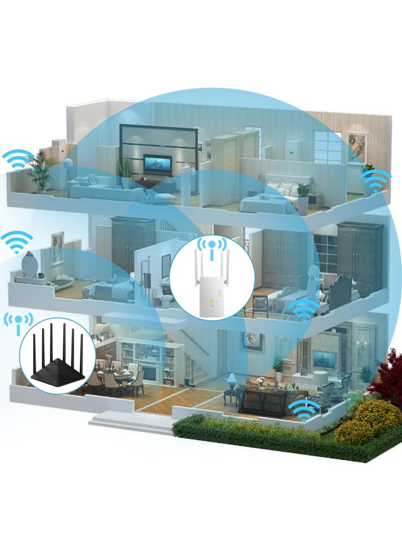 VKL - WiFi Extender, Wireless Internet Repeater，With Up to 8000 Square Feet Of Coverage, 1.2Gbps Dual Band 2.4G/5G WiFi Range Extender WiFi - Image 1