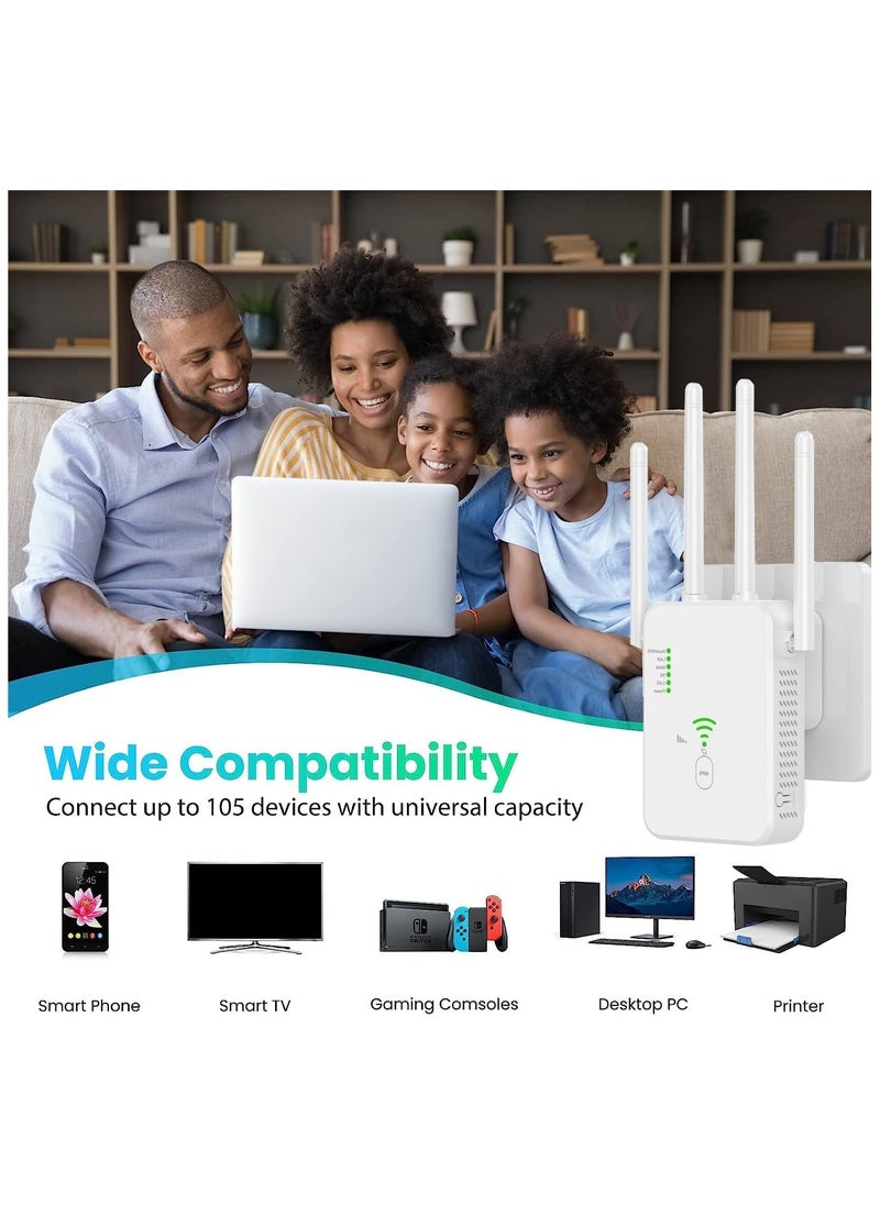VKL - WiFi Extender, Wireless Internet Repeater，With Up to 8000 Square Feet Of Coverage, 1.2Gbps Dual Band 2.4G/5G WiFi Range Extender WiFi - Image 1