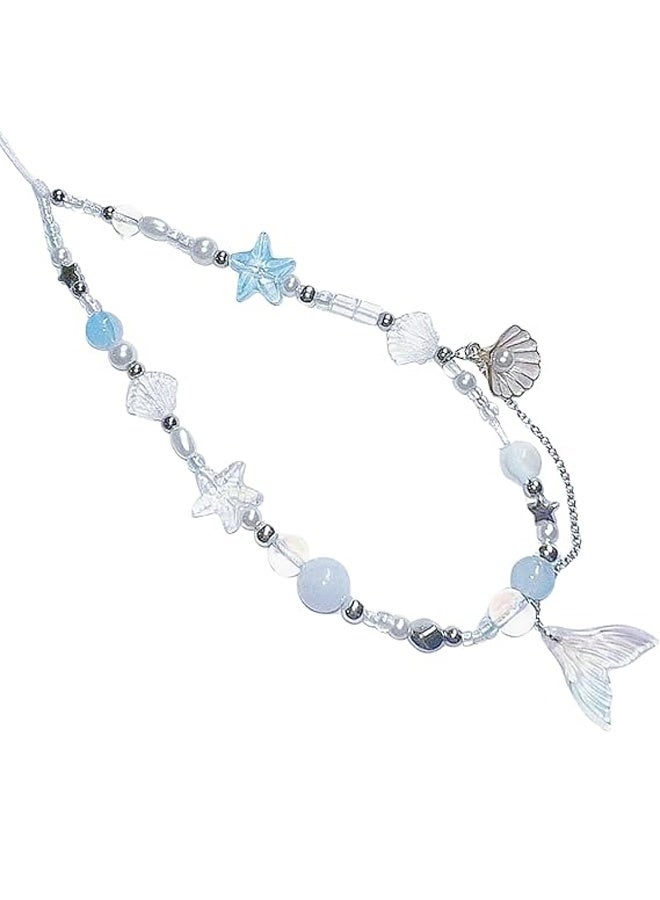 Mermaid Princess Shell Pendant Mobile Phone Chain, Handmade DIY Beads, CCD Chain Camera Chain, Lanyard, Mobile Phone Pendant, Beaded Camera Chain, Suitable for Mobile Phone Bag Key Ring  - Image 5