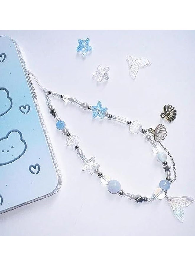 Mermaid Princess Shell Pendant Mobile Phone Chain, Handmade DIY Beads, CCD Chain Camera Chain, Lanyard, Mobile Phone Pendant, Beaded Camera Chain, Suitable for Mobile Phone Bag Key Ring  - Image 4