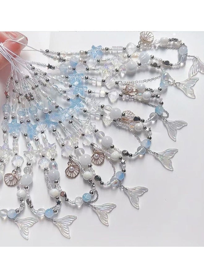 Mermaid Princess Shell Pendant Mobile Phone Chain, Handmade DIY Beads, CCD Chain Camera Chain, Lanyard, Mobile Phone Pendant, Beaded Camera Chain, Suitable for Mobile Phone Bag Key Ring  - Image 3