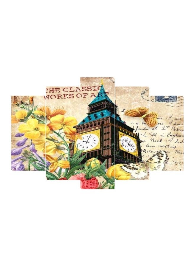 NIBEMINENT 5-Piece H Alpina Banaag Themed Wall Art Set Blue/Yellow/Purple 120x80cm