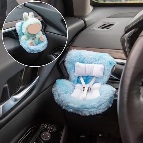 Ciunura Doll Car Seat Compatible with Bubudoll Small Seat for 1017cm Blind Box Toys Including Air Vent Clip Desktop Stand Adjustable Safety Strap AirflowFriendly Design Ideal Car Decor GiftsBlue - Image 5