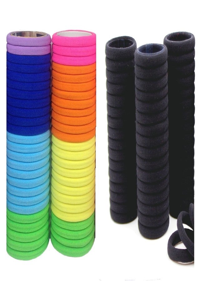 DIAN Assorted Pack of 100 Black and Multicolor Hair Rubber Bands, Ponytail Holders, Hair Tie, Hair Bow, Hair Accessories for Women, Teens and Girl - Image 1