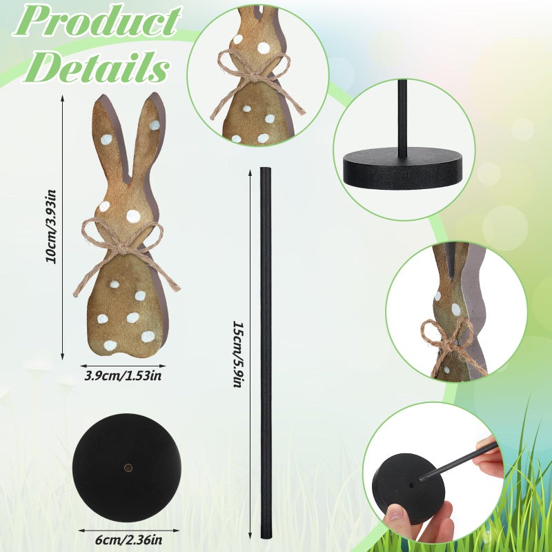 Seeloowy 5 Pieces Easter Table Decorations Wooden Bunny Table Sign Vintage Rabbit Tall Standing Tabletop Decor Rustic Easter Block Centerpiece for Spring Party Farmhouse Freestanding Home Office - Image 3