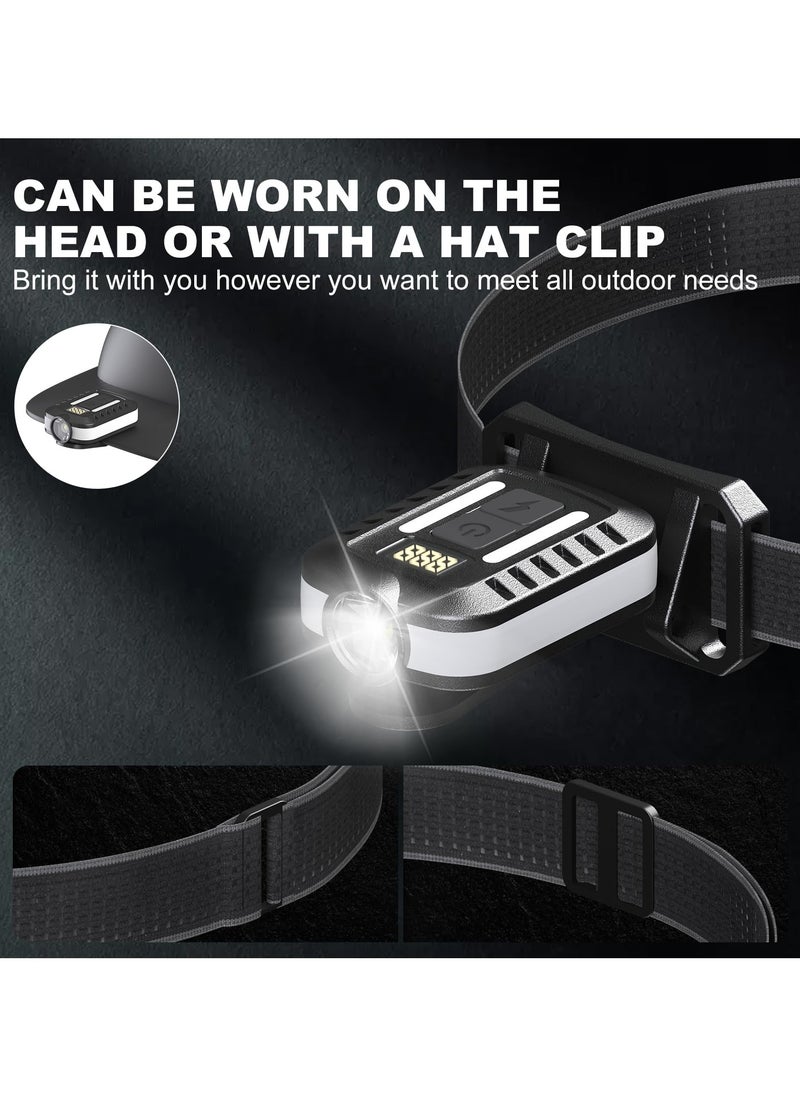 SYOSI - LED Headlamp Rechargeable, Hat Light Clip on Cap, Digital Power Display, 2 in 1 90° Adjustable Cap Flashlight, Headlamp for Running, Outdoor, Camping, Cycling, Hiking - Image 1