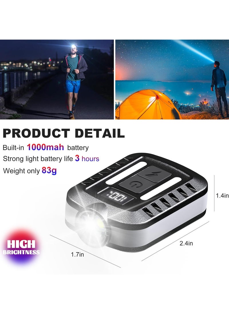 SYOSI - LED Headlamp Rechargeable, Hat Light Clip on Cap, Digital Power Display, 2 in 1 90° Adjustable Cap Flashlight, Headlamp for Running, Outdoor, Camping, Cycling, Hiking - Image 1