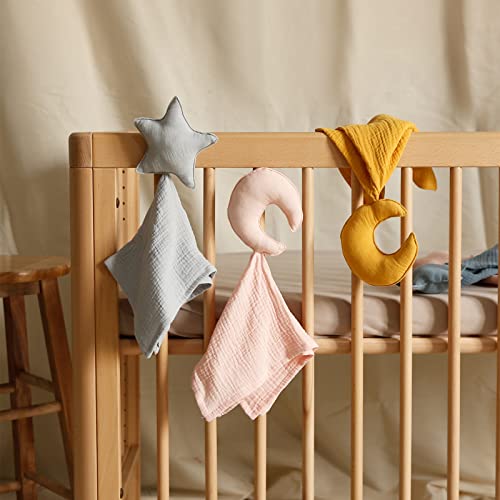 insular Baby Lovey Blanket for Boys and Girls Organic Cotton Muslin Security Blanket for Babies Soft Breathable Lovie Soothing Towel for Newborn and Infant StarMoon Khaki - Image 3