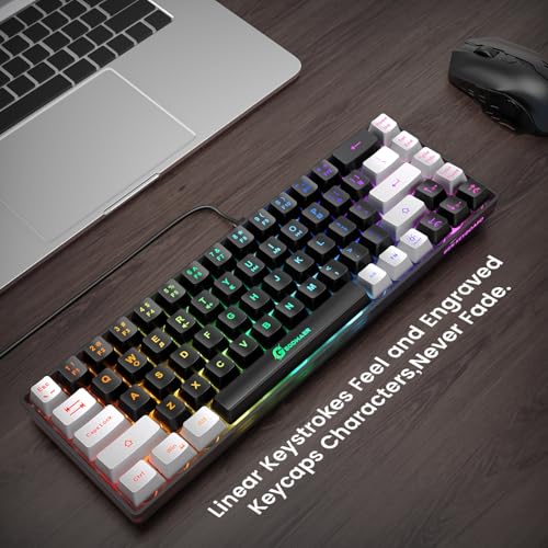 GEODMAER 65% Gaming Keyboard, LED Backlit Mini Wired Gaming Keyboard, Ultra-Compact Anti-Ghosting No-Conflict 68 Keys Gaming Wired Keyboard for PC Laptop Gamer - Image 2