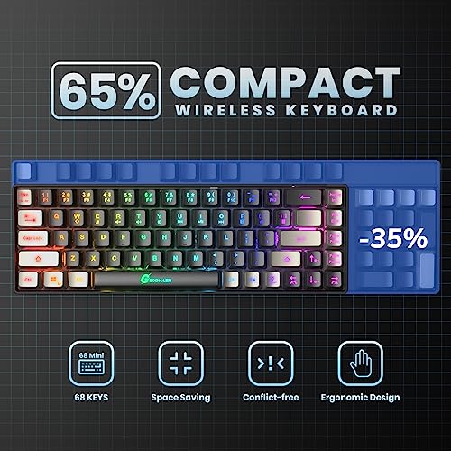 GEODMAER 65% Gaming Keyboard, LED Backlit Mini Wired Gaming Keyboard, Ultra-Compact Anti-Ghosting No-Conflict 68 Keys Gaming Wired Keyboard for PC Laptop Gamer - Image 4