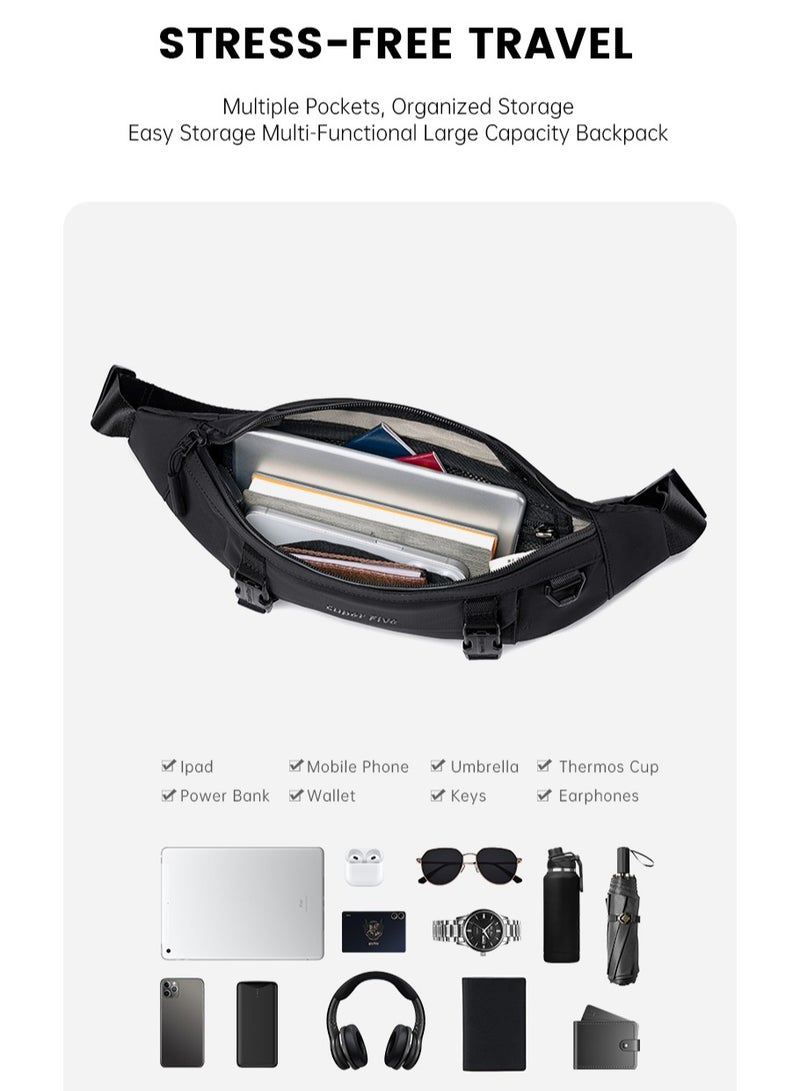 SUPER 5 FXB00755 Fashion Casual Multipocket Shoulder Crossbody Waterproof Bag - Grey  - Image 3