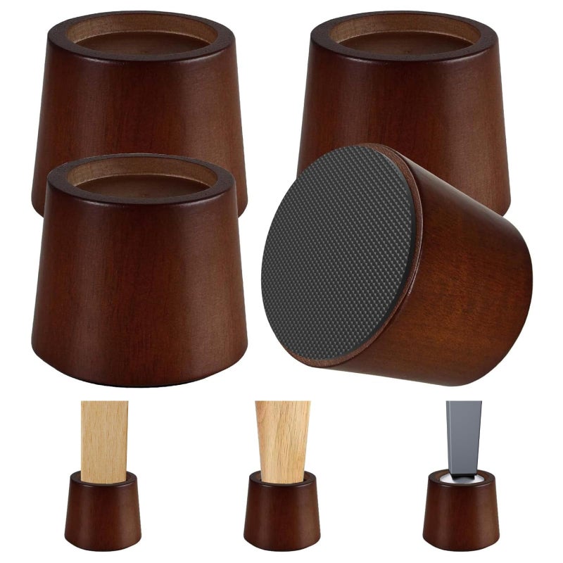 KOIKEY KOIKEY Wooden Furniture Bed Risers  3 Inch Circle Heavy Duty Furniture Height Extenders Lifts for Sofa Couch Desk Chair Table Base Raising Space Convenient Store and Cleaning Pack of 4 