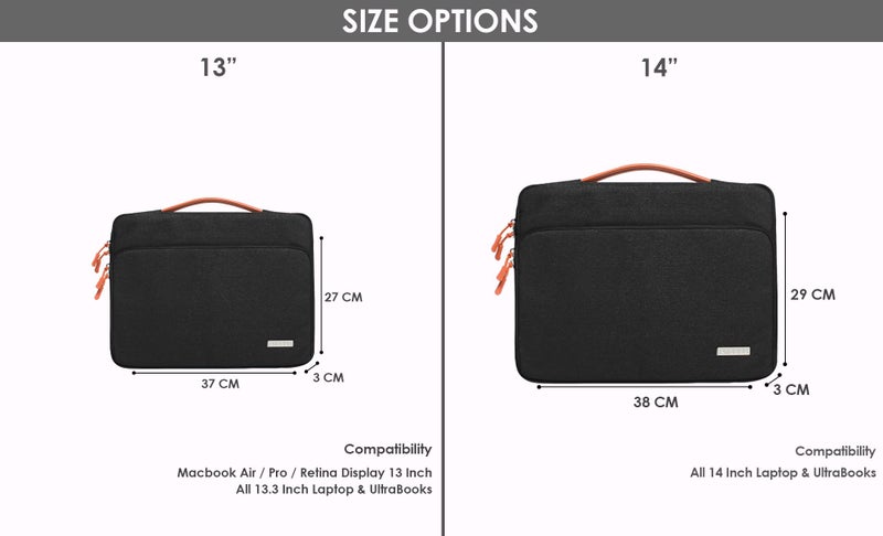 Probus 360° Protective Canvas Bag Sleeve For 14 Inch MacBook Laptop Hand Bag Carry Case -Black - Image 4