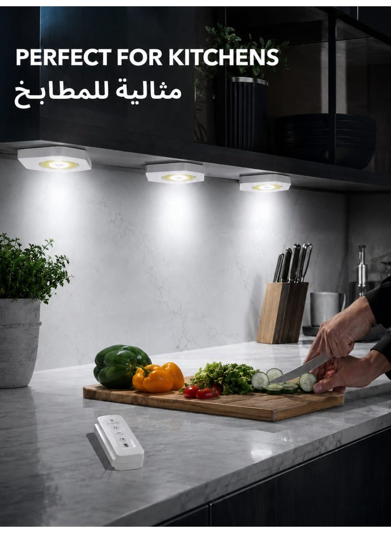 MT Set of 3 Hexagonal LED Lights with Remote Control, Touch Switch & 30-Minute Timer - Image 5
