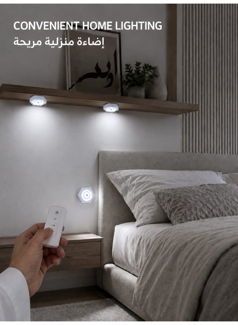 MT Set of 3 Hexagonal LED Lights with Remote Control, Touch Switch & 30-Minute Timer - Image 4