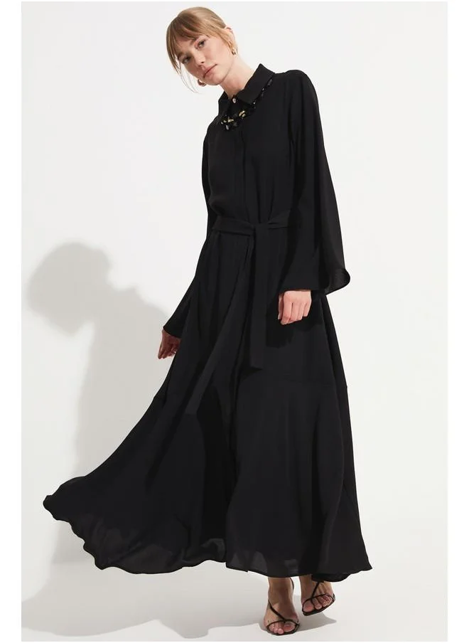 JUNE June Women Long Shirt Dress Black