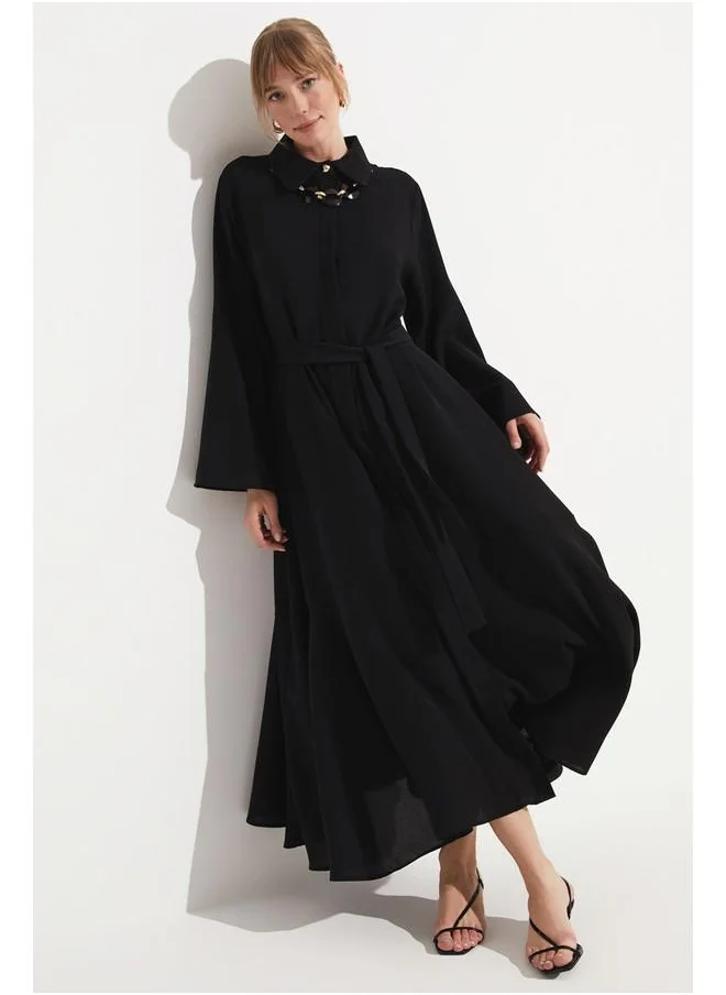 JUNE June Women Long Shirt Dress Black