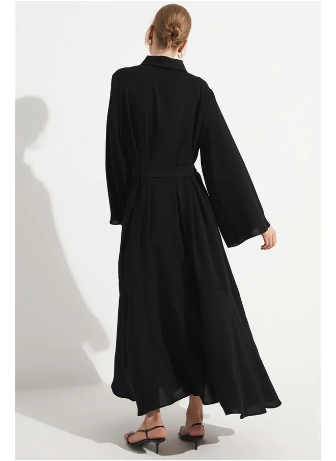 JUNE June Women Long Shirt Dress Black