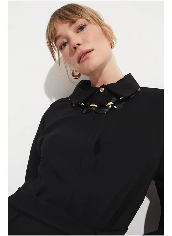 JUNE June Women Long Shirt Dress Black
