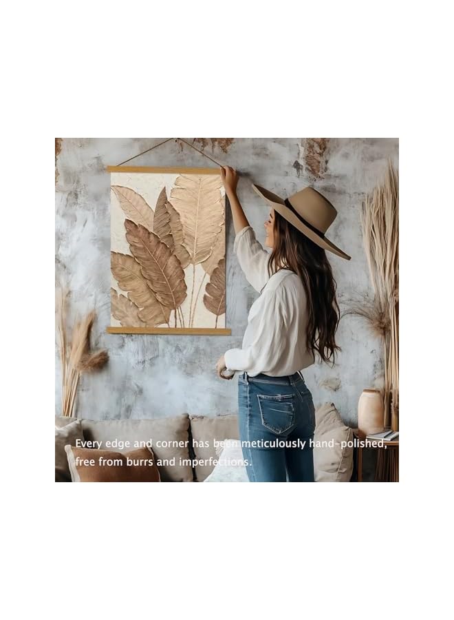 The Bros Magnetic Poster Hanger Frame, 12x18 12x16 12x24 Light Wood Wooden Magnet Canvas Artwork Print Dowel Poster Hangers Frames Hanging Kit (Teak Wood, 12") - Image 5