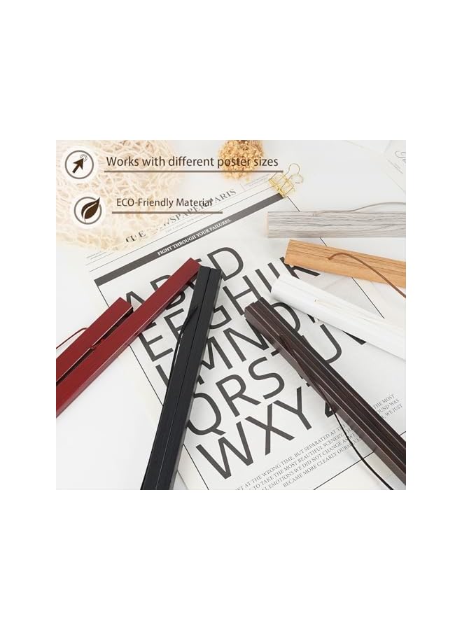 The Bros Magnetic Poster Hanger Frame, 12x18 12x16 12x24 Light Wood Wooden Magnet Canvas Artwork Print Dowel Poster Hangers Frames Hanging Kit (Teak Wood, 12") - Image 4