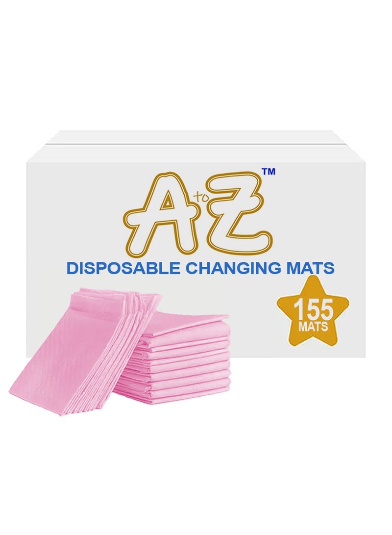 A TO Z A to Z - Disposable Changing Mat size (45cm x 60cm) Large- Premium Quality for Baby Soft Ultra Absorbent Waterproof - Pack of 155 - Pink - Image 1
