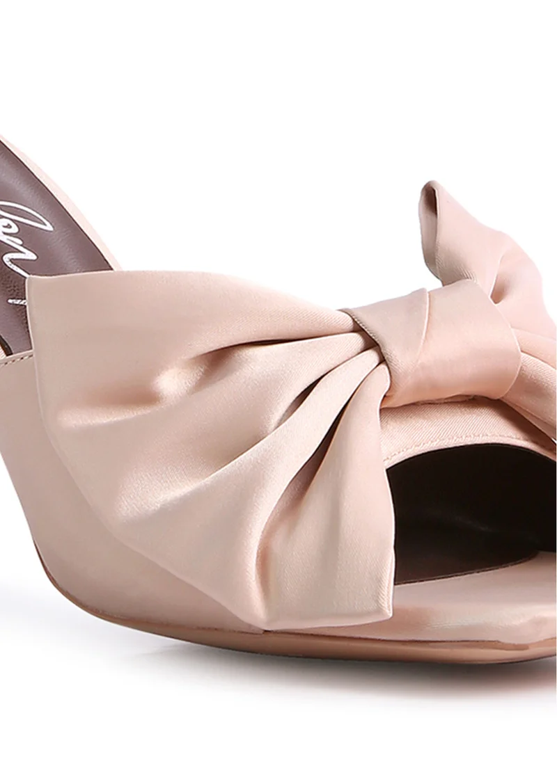 London Rag Latte High Heeled Bow Slider Sandals