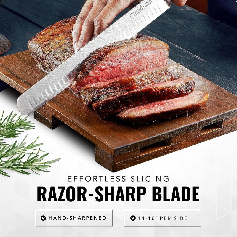 Cutluxe Carving Knife Set for BBQ & Brisket – Razor Sharp German Steel Slicing and Boning Knife for Meat Cutting, Full Tang & Ergonomic Handle, Grilling Gifts for Men – Artisan Series - Image 4
