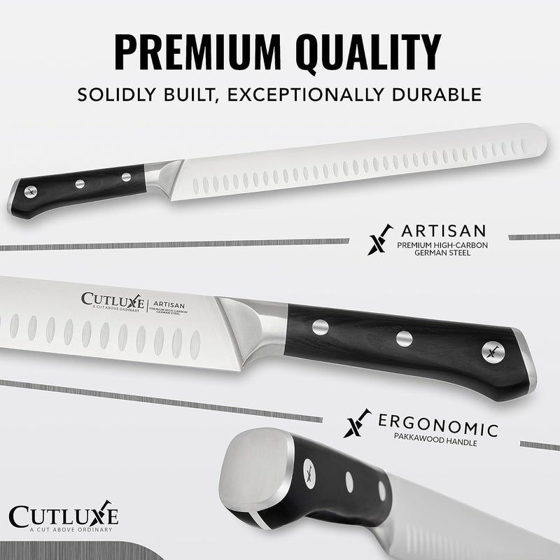 Cutluxe Carving Knife Set for BBQ & Brisket – Razor Sharp German Steel Slicing and Boning Knife for Meat Cutting, Full Tang & Ergonomic Handle, Grilling Gifts for Men – Artisan Series - Image 2