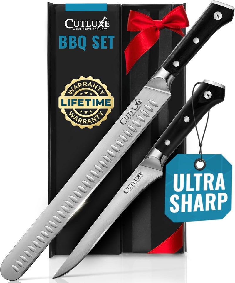 Cutluxe Carving Knife Set for BBQ & Brisket – Razor Sharp German Steel Slicing and Boning Knife for Meat Cutting, Full Tang & Ergonomic Handle, Grilling Gifts for Men – Artisan Series - Image 1