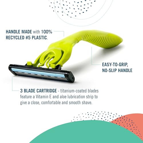 Preserve Shave 3 Razor Blade Refills - 3 Blade Razors for Women & Men - Titanium-Covered Shaver Cartridges with Vitamin E & Aloe Strip for Face & Body Shaving Kit - 4 Pack - Image 2