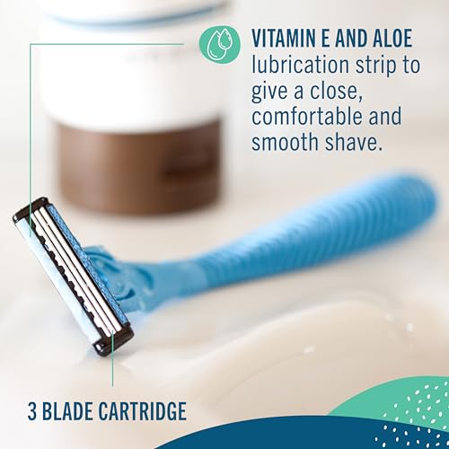Preserve Shave 3 Razor Blade Refills - 3 Blade Razors for Women & Men - Titanium-Covered Shaver Cartridges with Vitamin E & Aloe Strip for Face & Body Shaving Kit - 4 Pack - Image 5