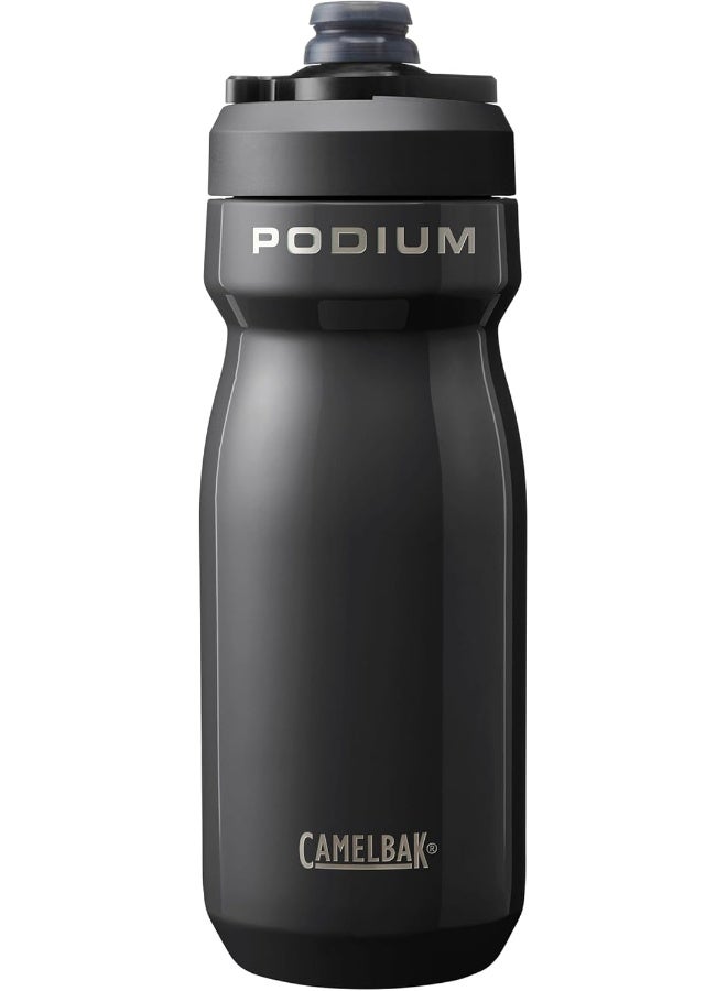 CAMELBAK زجاجة ماء دراجة كاملباك بوديوم ستيل المعزولة من الفولاذ المقاوم للصدأ - للدراجات، اللياقة البدنية والرياضة - تناسب معظم حوامل الدراجات، 18 أونصة - أسود - Image 1