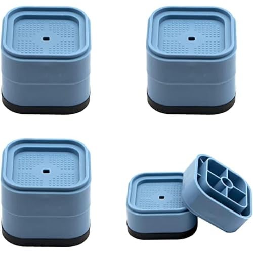 SPOLIK Bed Risers, 3 Inch, Stackable, Adjustable, Anti Vibration, Blue, Plastic, Square, 4 Pack, For Beds, Desks, Sofas, Tables, Chairs - Image 1