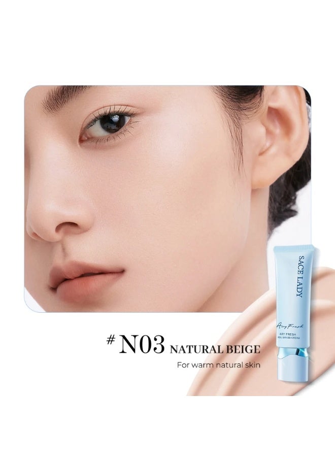 SACE LADY BB Cream SPF30 PA+++ 30g, Airy Fresh Real Skin Makeup Base, Lightweight Hydrating Foundation Cream, Natural Finish, Daily Wear Face Makeup, N03 Natural Beige - Image 1