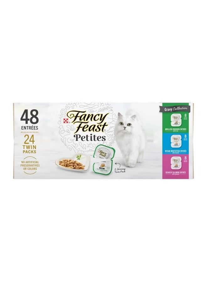 Fancy Feast Purina Fancy Feast Gourmet Wet Cat Food Variety Pack, Petites Gravy Collection, break-apart tubs, 48 servings - (Pack of 24) 2.8 oz. Tubs